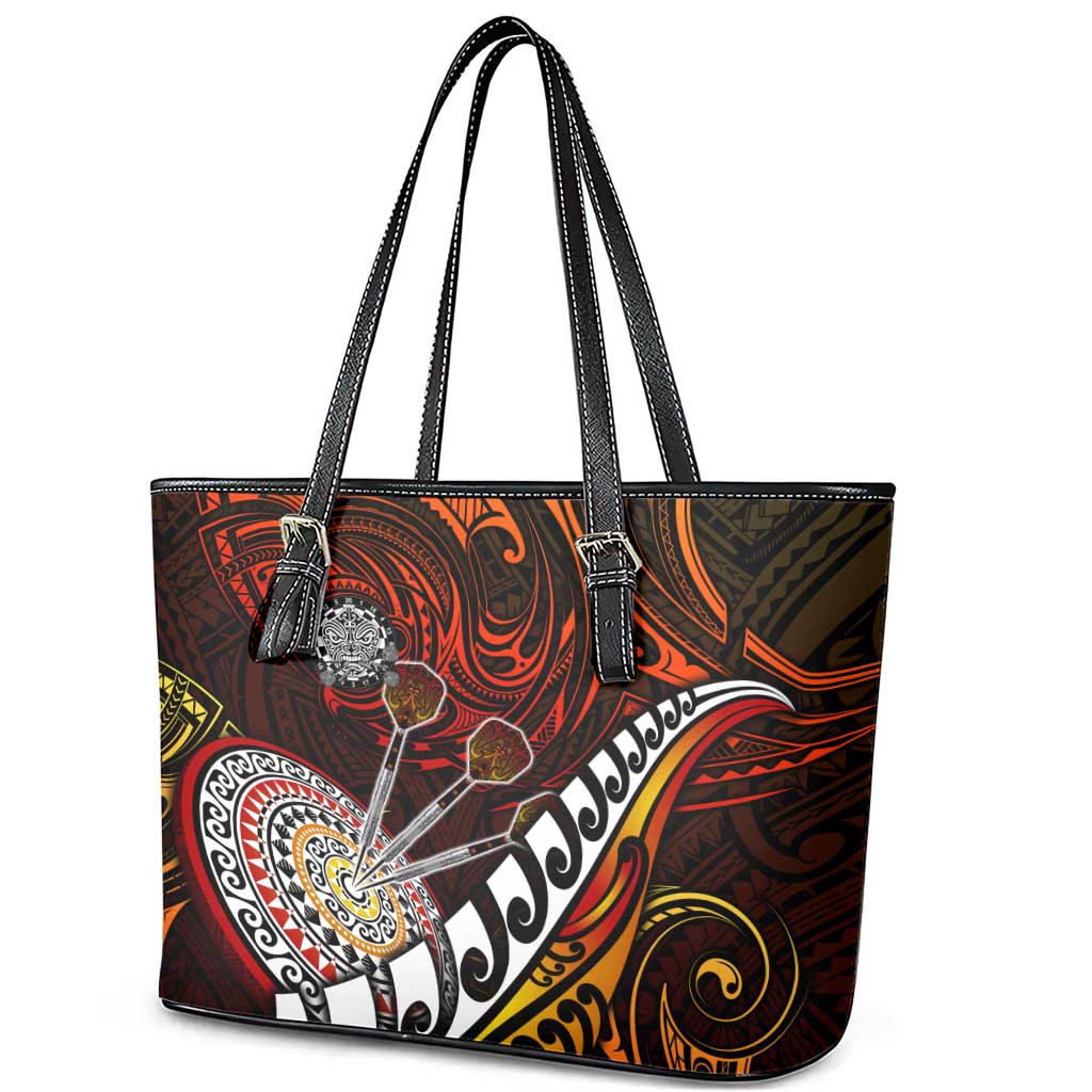 Fern Maori Darts Leather Tote Bag New Zealand Darts