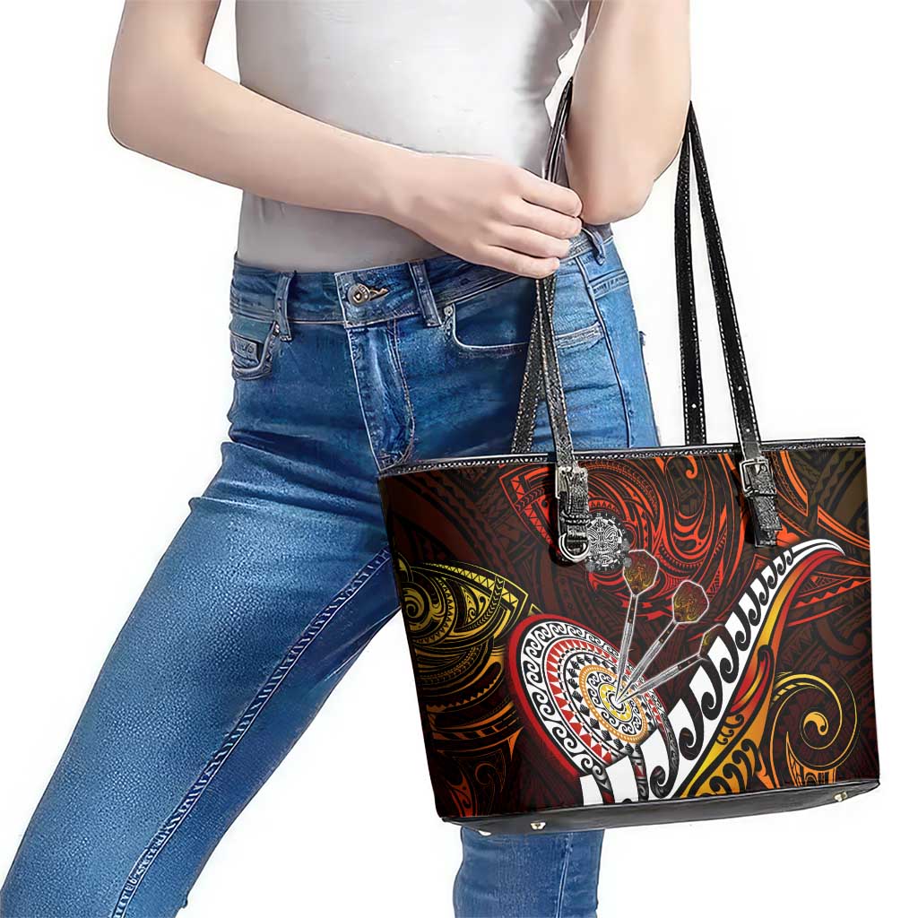 Fern Maori Darts Leather Tote Bag New Zealand Darts