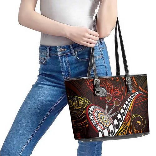 Fern Maori Darts Leather Tote Bag New Zealand Darts