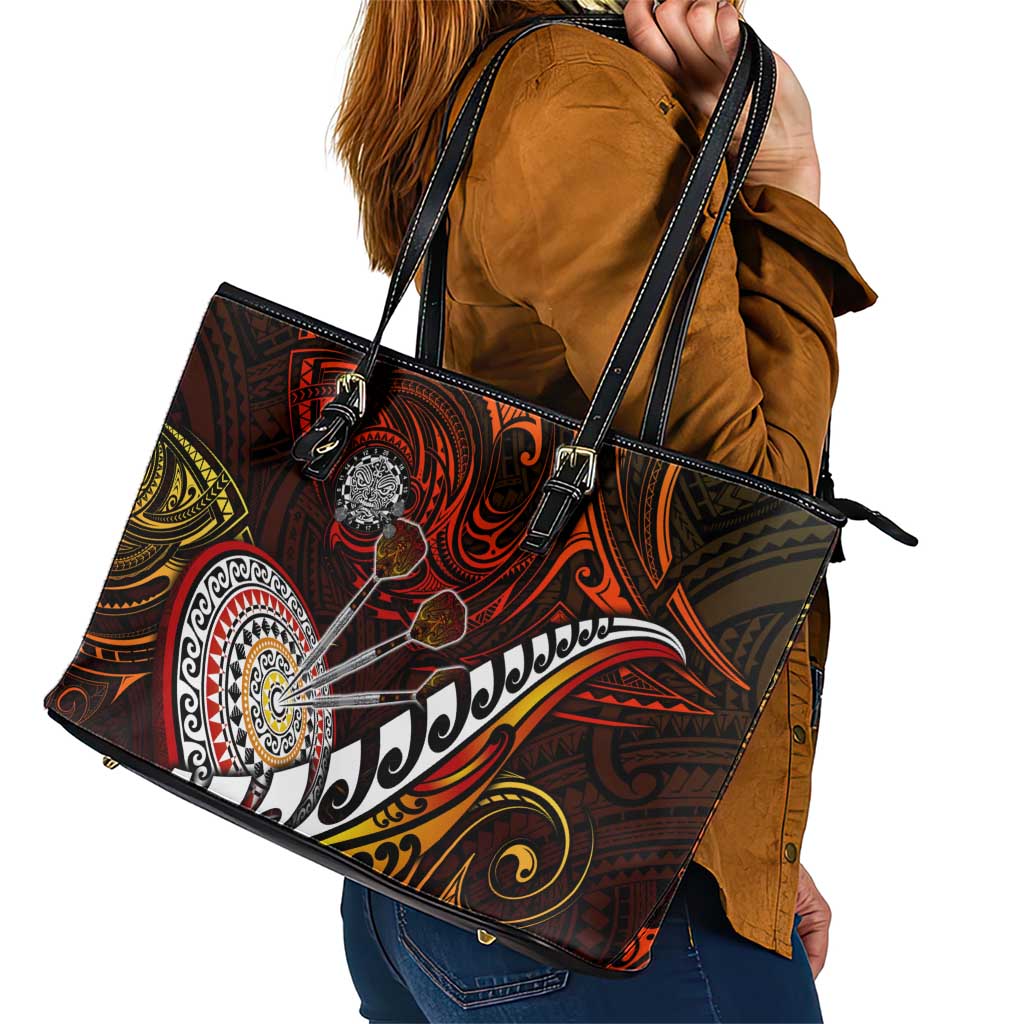 Fern Maori Darts Leather Tote Bag New Zealand Darts