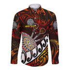 Personalised Fern Maori Darts Long Sleeve Button Shirt New Zealand Darts