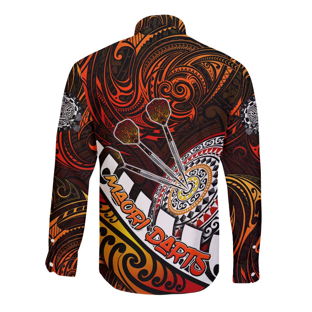 Personalised Fern Maori Darts Long Sleeve Button Shirt New Zealand Darts