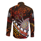 Personalised Fern Maori Darts Long Sleeve Button Shirt New Zealand Darts