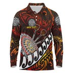 Personalised Fern Maori Darts Long Sleeve Polo Shirt New Zealand Darts