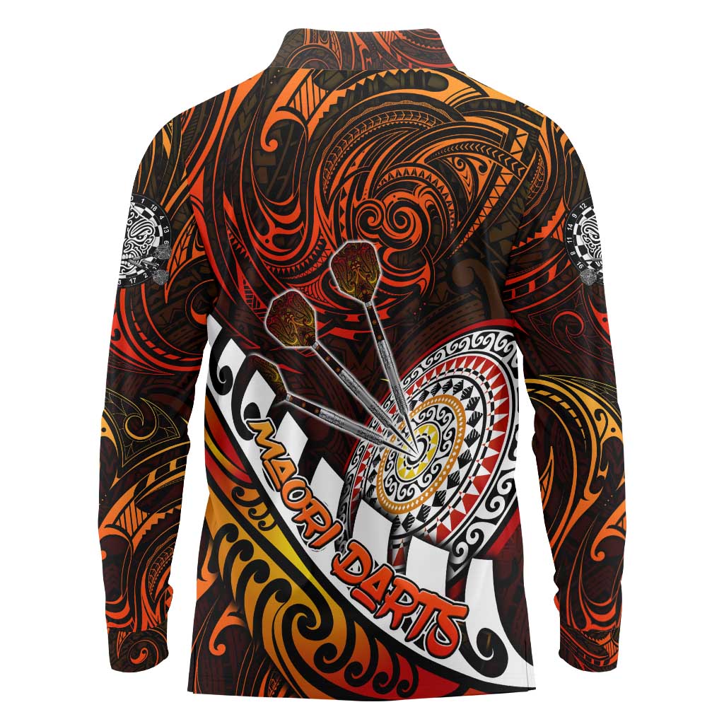 Personalised Fern Maori Darts Long Sleeve Polo Shirt New Zealand Darts