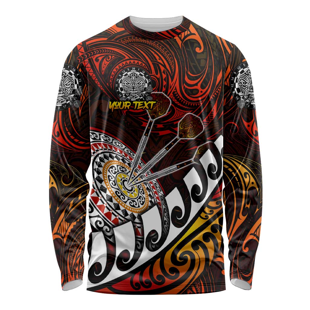 Personalised Fern Maori Darts Long Sleeve Shirt New Zealand Darts