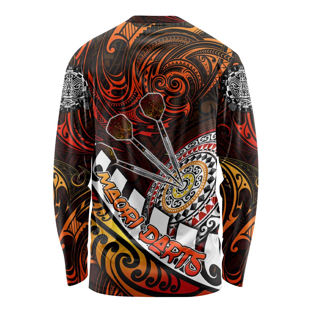Personalised Fern Maori Darts Long Sleeve Shirt New Zealand Darts