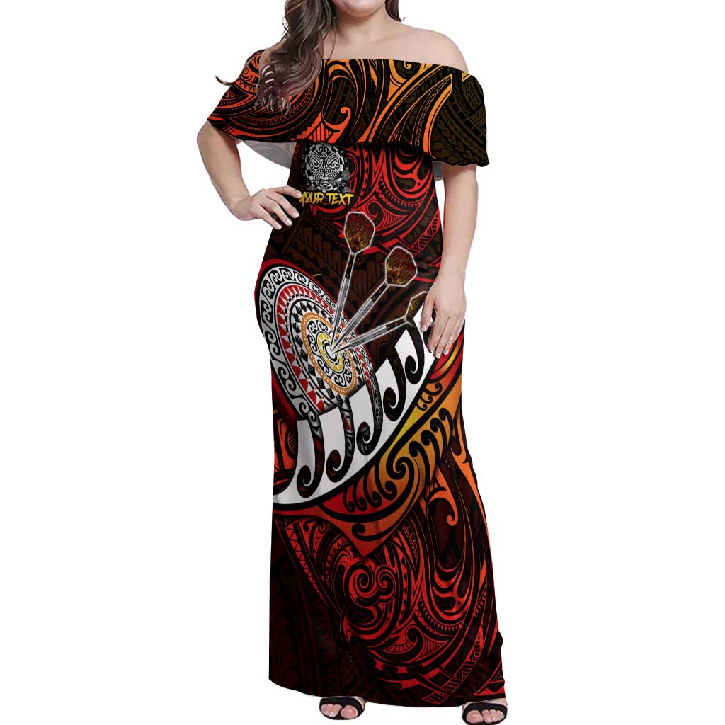 Personalised Fern Maori Darts Off Shoulder Maxi Dress New Zealand Darts