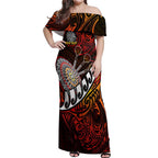 Personalised Fern Maori Darts Off Shoulder Maxi Dress New Zealand Darts