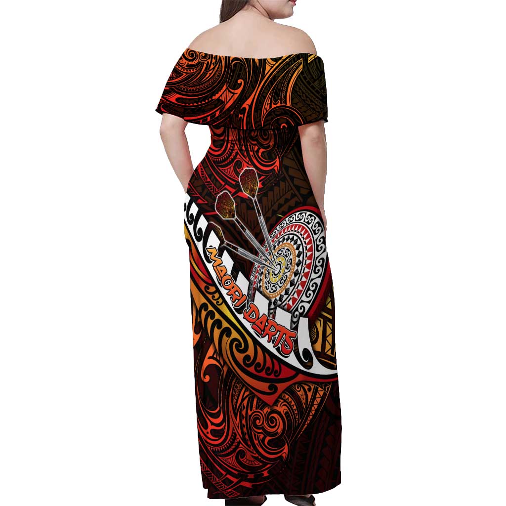 Personalised Fern Maori Darts Off Shoulder Maxi Dress New Zealand Darts