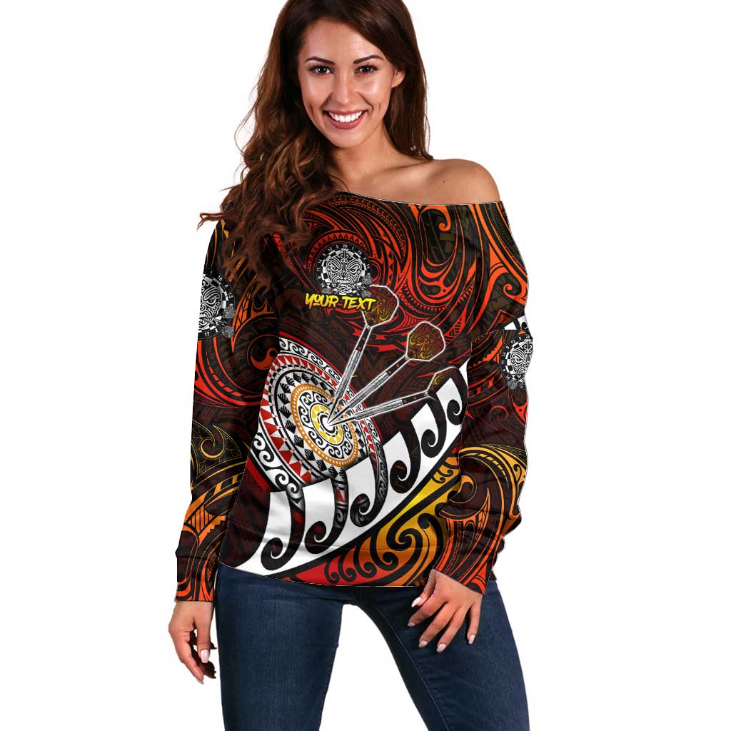 Personalised Fern Maori Darts Off Shoulder Sweater New Zealand Darts