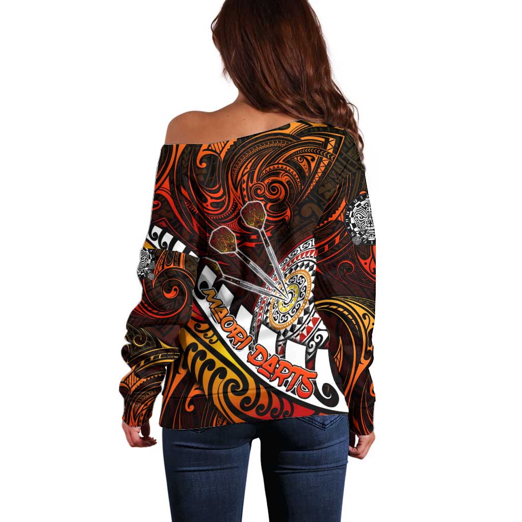 Personalised Fern Maori Darts Off Shoulder Sweater New Zealand Darts