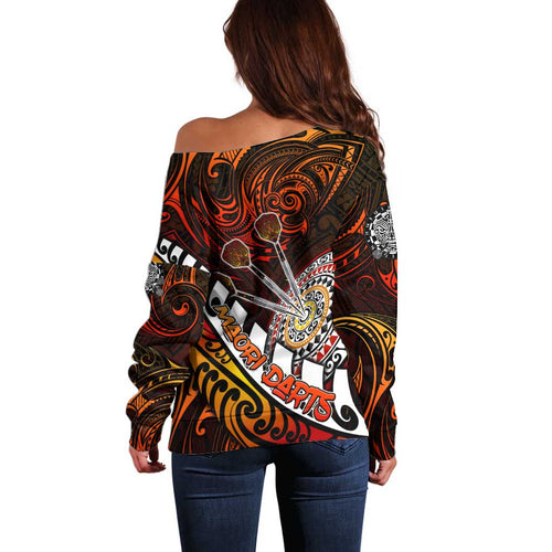 Personalised Fern Maori Darts Off Shoulder Sweater New Zealand Darts