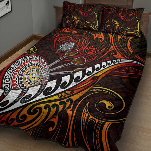 Fern Maori Darts Quilt Bed Set New Zealand Darts