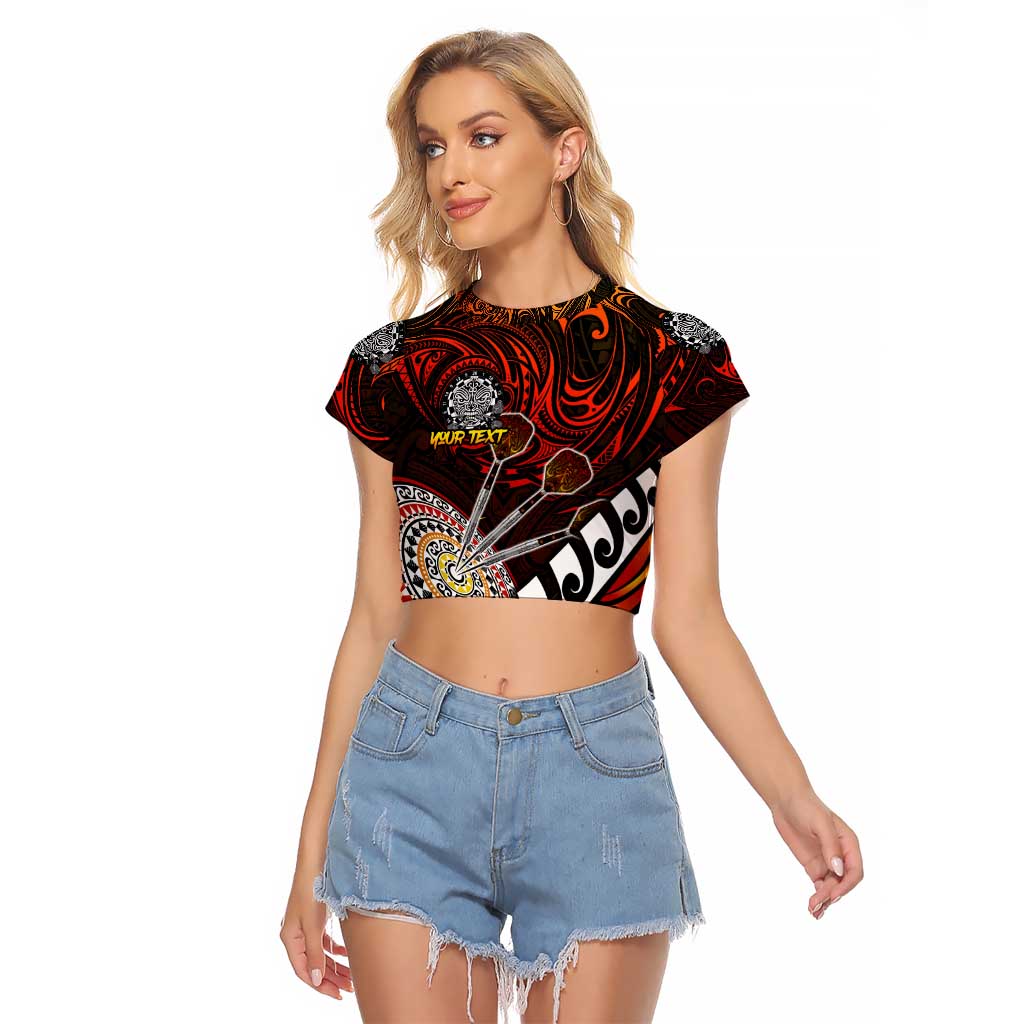 Personalised Fern Maori Darts Raglan Cropped T Shirt New Zealand Darts