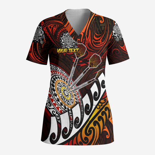 Personalised Fern Maori Darts Scrub Top New Zealand Darts - Aussie Hoodie