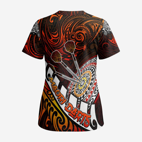 Personalised Fern Maori Darts Scrub Top New Zealand Darts - Aussie Hoodie