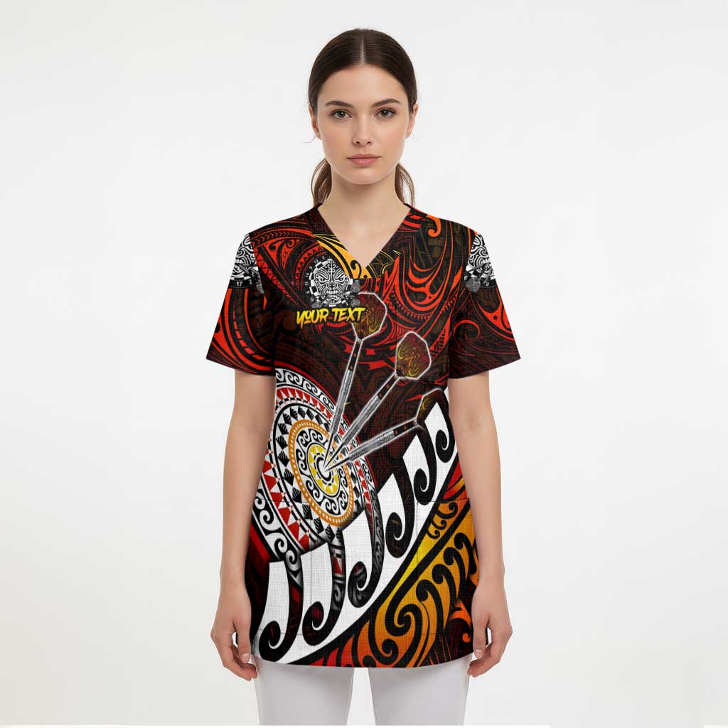 Personalised Fern Maori Darts Scrub Top New Zealand Darts - Aussie Hoodie
