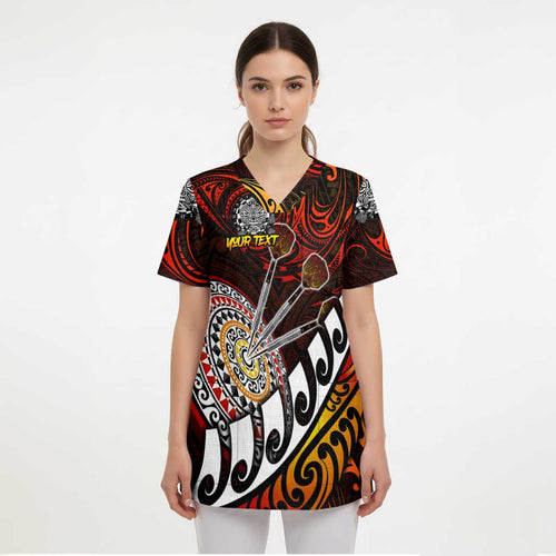 Personalised Fern Maori Darts Scrub Top New Zealand Darts - Aussie Hoodie