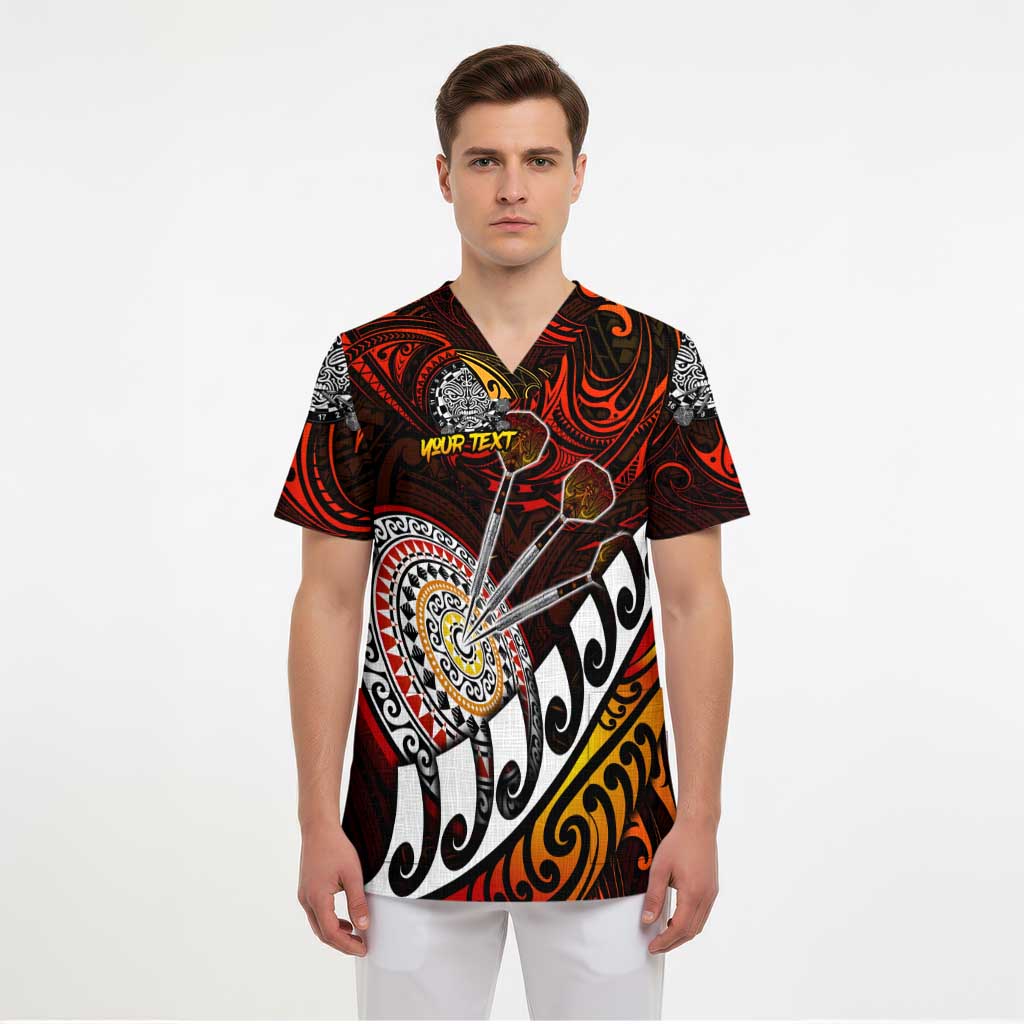 Personalised Fern Maori Darts Scrub Top New Zealand Darts - Aussie Hoodie