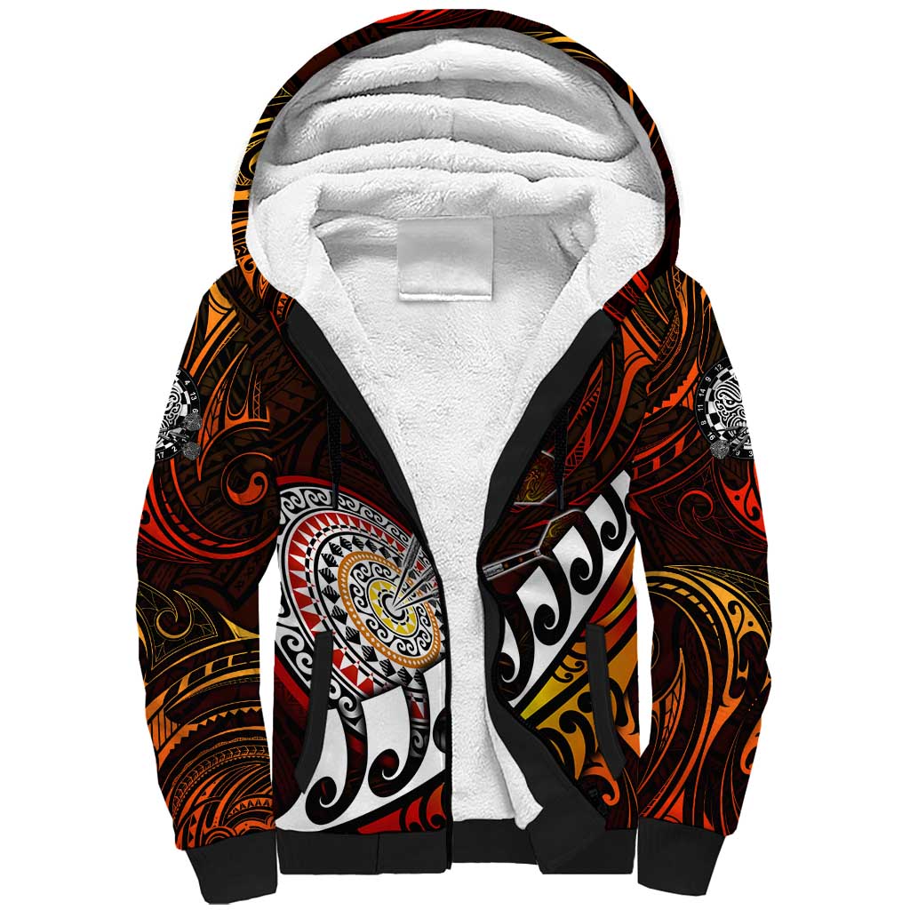 Personalised Fern Maori Darts Sherpa Hoodie New Zealand Darts