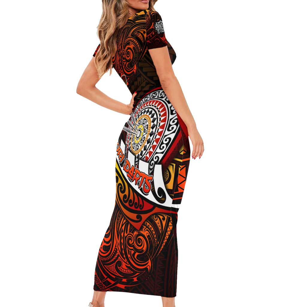 Personalised Fern Maori Darts Short Sleeve Bodycon Dress New Zealand Darts