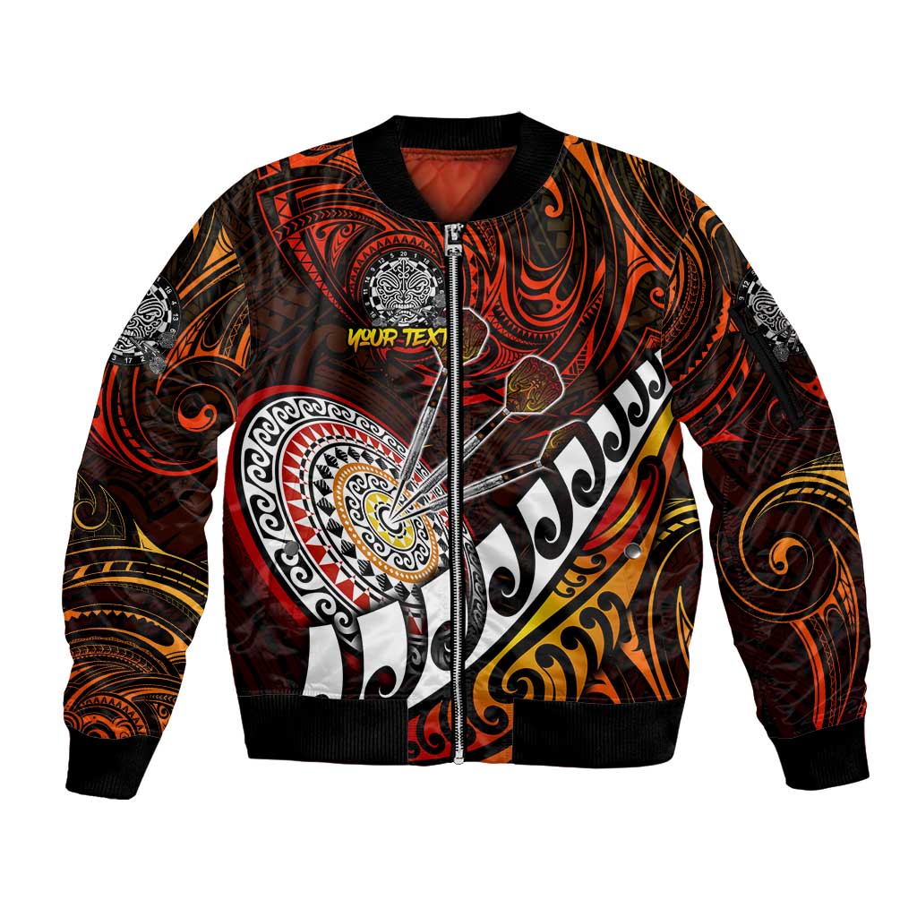 Personalised Fern Maori Darts Sleeve Zip Bomber Jacket New Zealand Darts