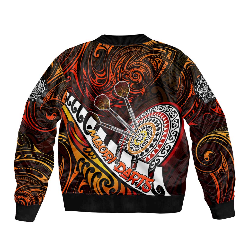 Personalised Fern Maori Darts Sleeve Zip Bomber Jacket New Zealand Darts