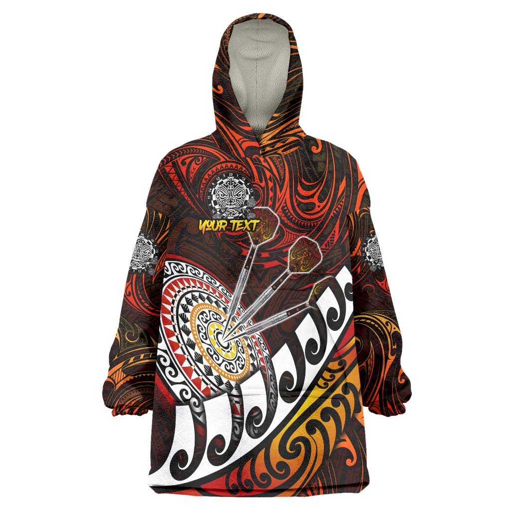 Personalised Fern Maori Darts Wearable Blanket Hoodie New Zealand Darts