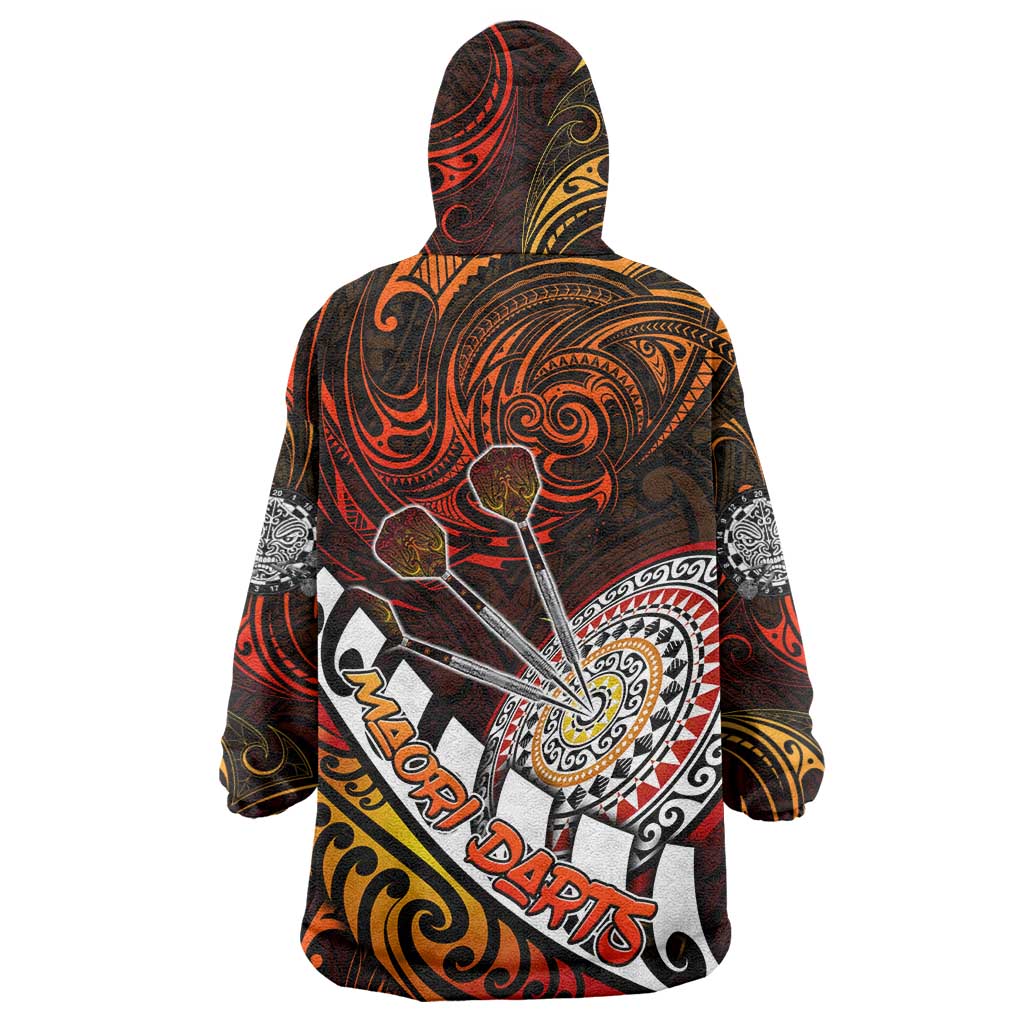 Personalised Fern Maori Darts Wearable Blanket Hoodie New Zealand Darts