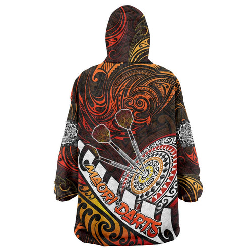Personalised Fern Maori Darts Wearable Blanket Hoodie New Zealand Darts