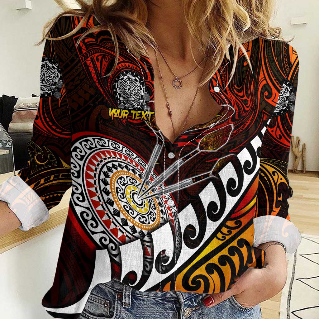 Personalised Fern Maori Darts Women Casual Shirt New Zealand Darts