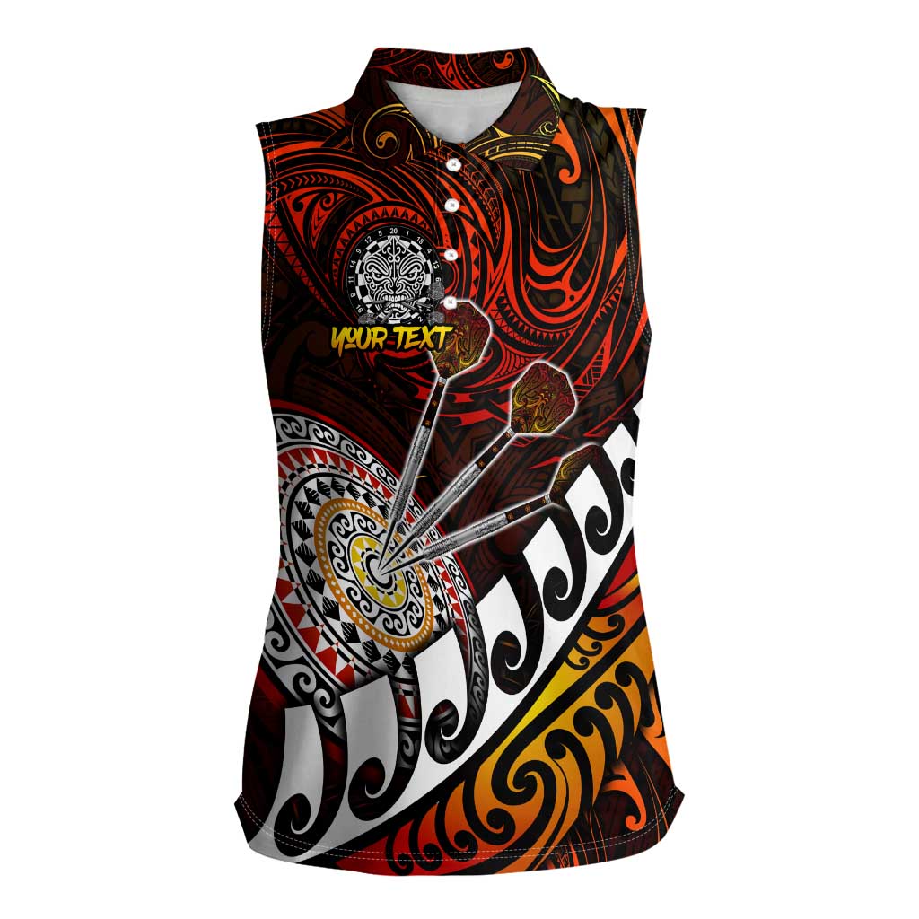 Personalised Fern Maori Darts Women Sleeveless Polo Shirt New Zealand Darts