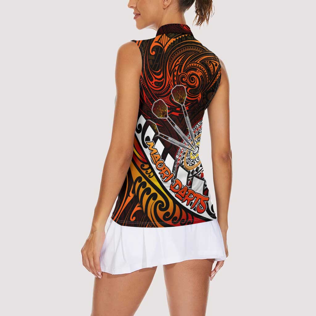 Personalised Fern Maori Darts Women Sleeveless Polo Shirt New Zealand Darts