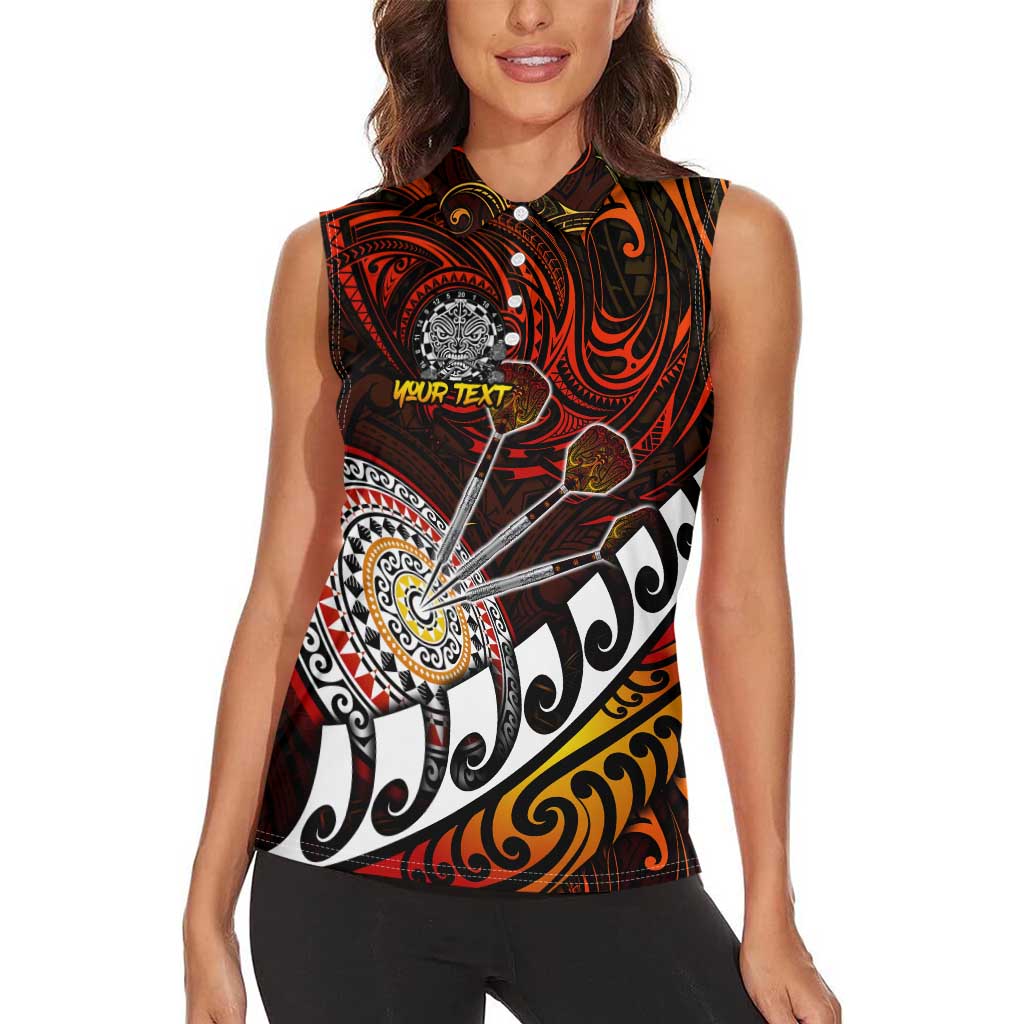 Personalised Fern Maori Darts Women Sleeveless Polo Shirt New Zealand Darts