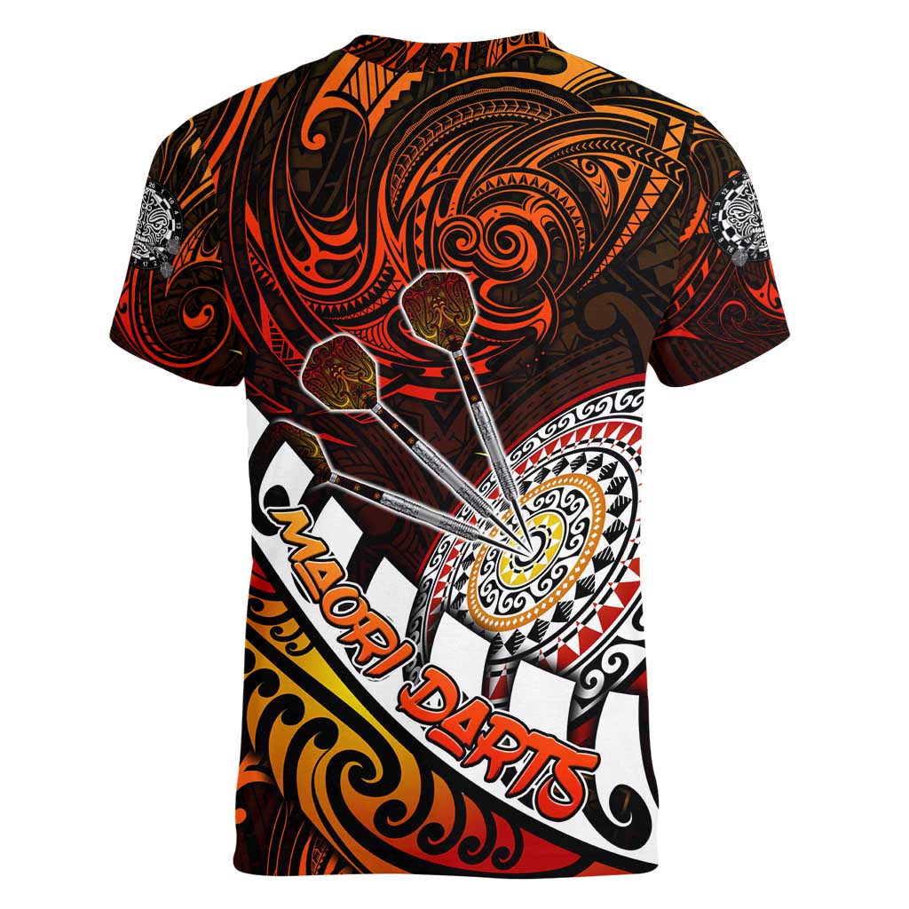 Personalised Fern Maori Darts Women V-Neck T-Shirt New Zealand Darts