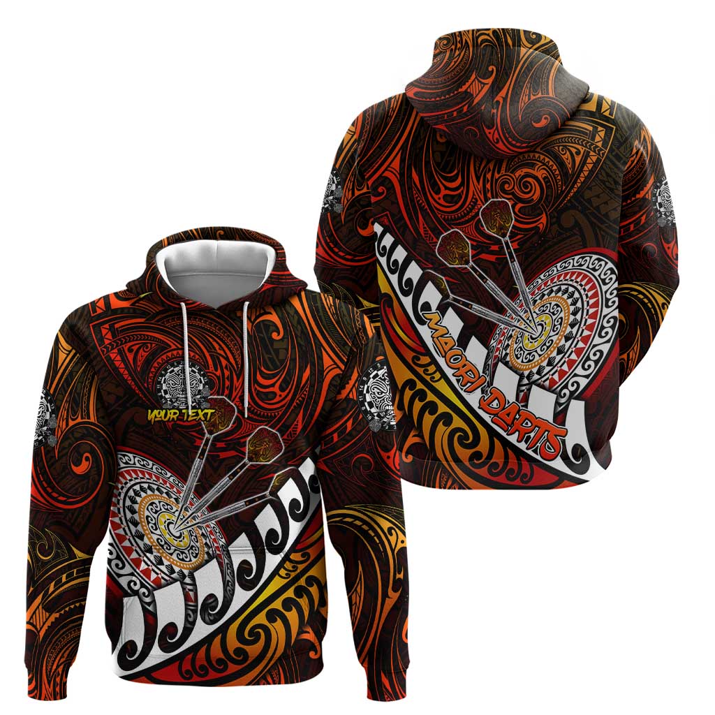 Personalised Fern Maori Darts Zip Hoodie New Zealand Darts
