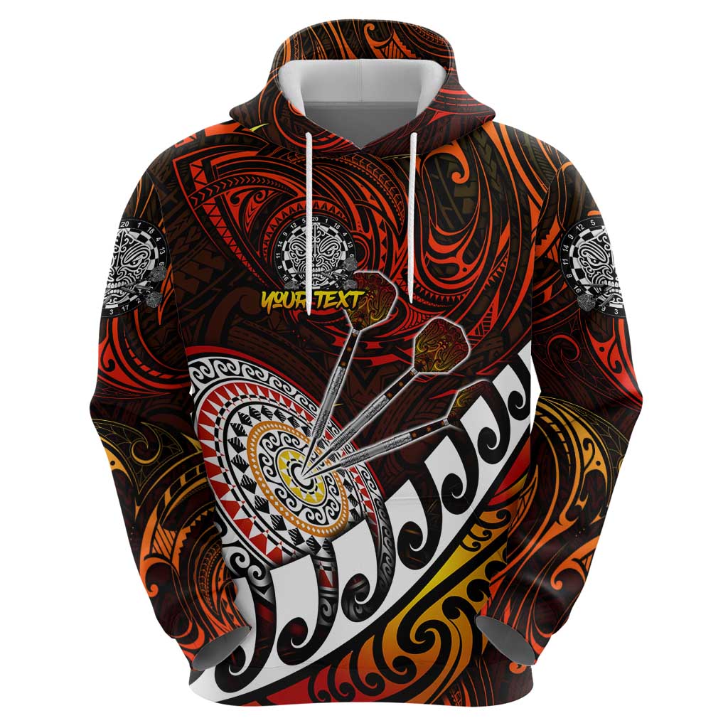 Personalised Fern Maori Darts Zip Hoodie New Zealand Darts