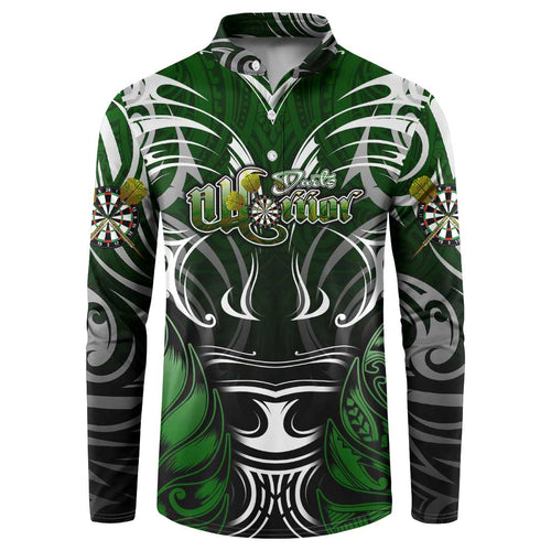 Personalised Warriors Maori Darts Button Sweatshirt New Zealand Darts Silver Fern