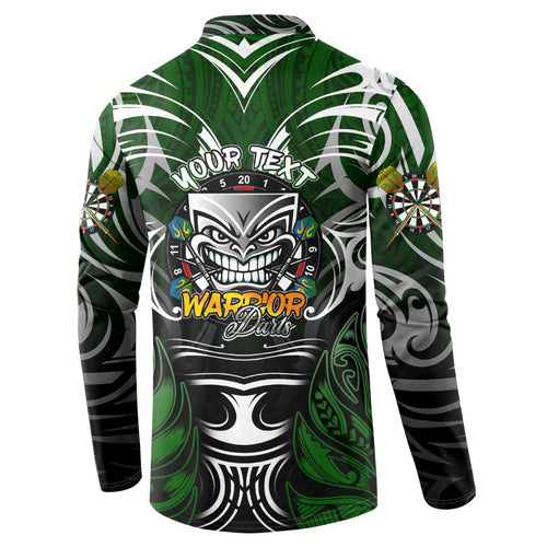 Personalised Warriors Maori Darts Button Sweatshirt New Zealand Darts Silver Fern