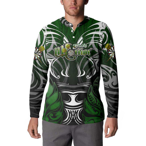 Personalised Warriors Maori Darts Button Sweatshirt New Zealand Darts Silver Fern