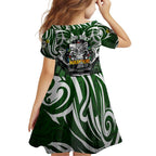 Personalised Warriors Maori Darts Family Matching Long Sleeve Bodycon Dress and Hawaiian Shirt New Zealand Darts Silver Fern