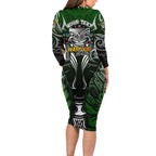 Personalised Warriors Maori Darts Family Matching Long Sleeve Bodycon Dress and Hawaiian Shirt New Zealand Darts Silver Fern
