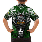 Personalised Warriors Maori Darts Family Matching Off The Shoulder Long Sleeve Dress and Hawaiian Shirt New Zealand Darts Silver Fern