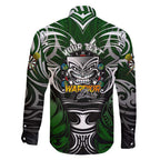 Personalised Warriors Maori Darts Family Matching Off Shoulder Maxi Dress and Hawaiian Shirt New Zealand Darts Silver Fern