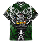 Personalised Warriors Maori Darts Family Matching Off Shoulder Short Dress and Hawaiian Shirt New Zealand Darts Silver Fern