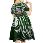 Personalised Warriors Maori Darts Kid Short Sleeve Dress New Zealand Darts Silver Fern