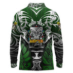 Personalised Warriors Maori Darts Long Sleeve Polo Shirt New Zealand Darts Silver Fern