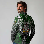 Personalised Warriors Maori Darts Long Sleeve Polo Shirt New Zealand Darts Silver Fern