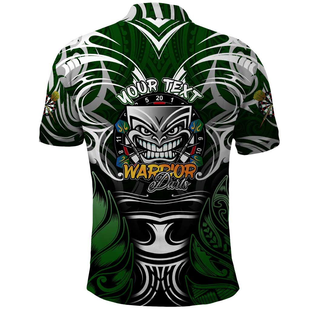 Personalised Warriors Maori Darts Polo Shirt New Zealand Darts Silver Fern